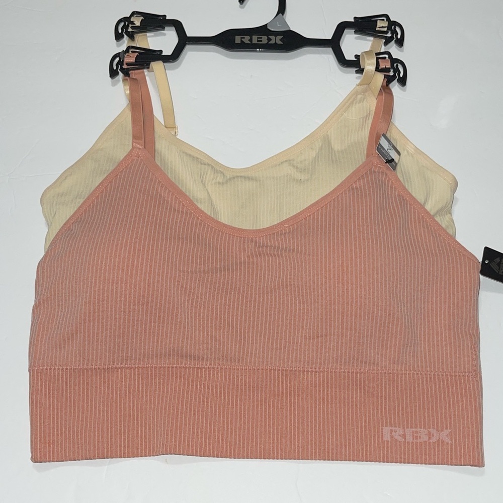 RBX 2 Pack Seamless Ribbed Sport Bra Wireless & Removable Pads Size Large. NWT - Picture 2 of 9